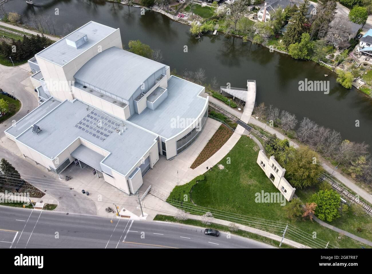 MAI 16 2021 Guleph Ontario Kanada. River Run Center Aerial. Luke Durda Alamy Stockfoto