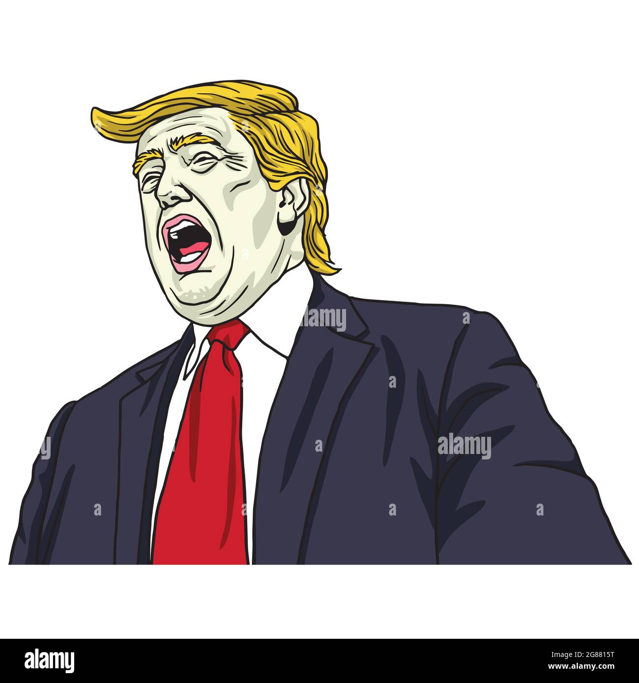 Donald Trump Schreit. Vektor-Porträt Cartoon Karikatur Illustration Stock Vektor