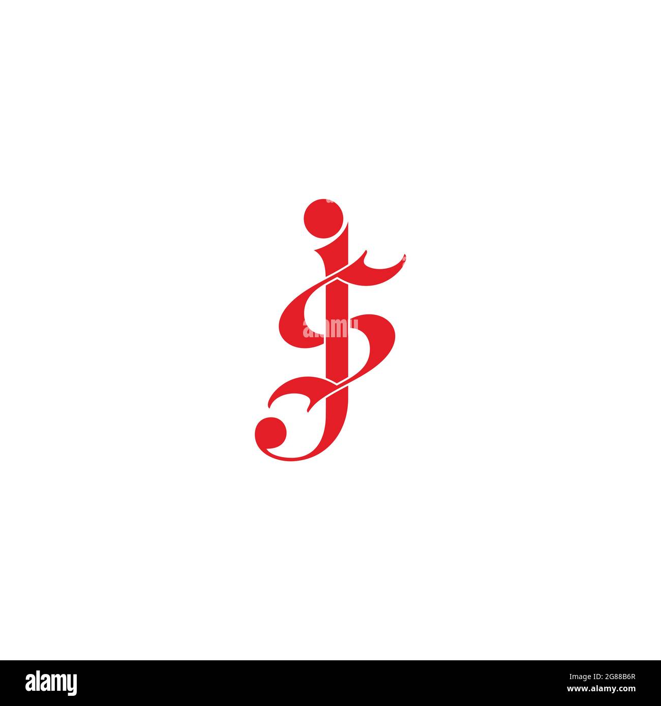 Buchstabe js einfach verknüpfte Kurven 3d flach Logo Vektor Stock Vektor