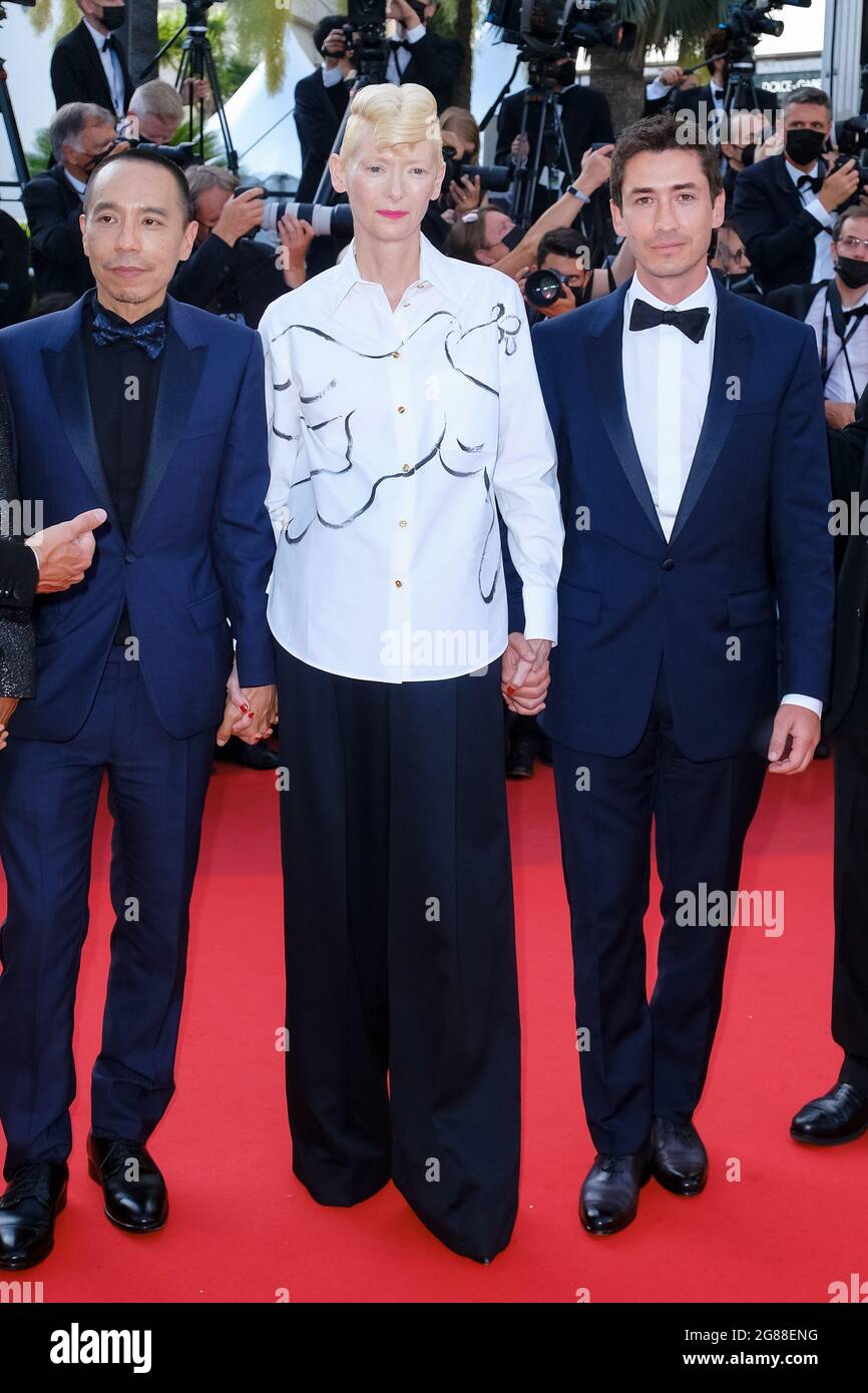 Palais des Festivals, Cannes, Frankreich. Juli 2021. Tilda Swinton nimmt an der Abschlussfeier des Roten Teppichs Teil. Bild nach Kredit: Julie Edwards/Alamy Live News Stockfoto