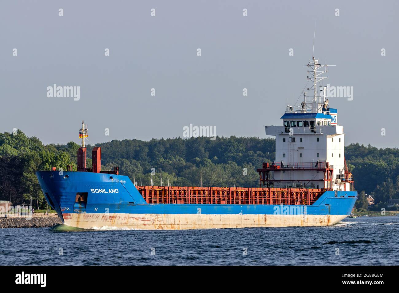 Stückgutschiff SONILAND in der Kieler Förde Stockfoto