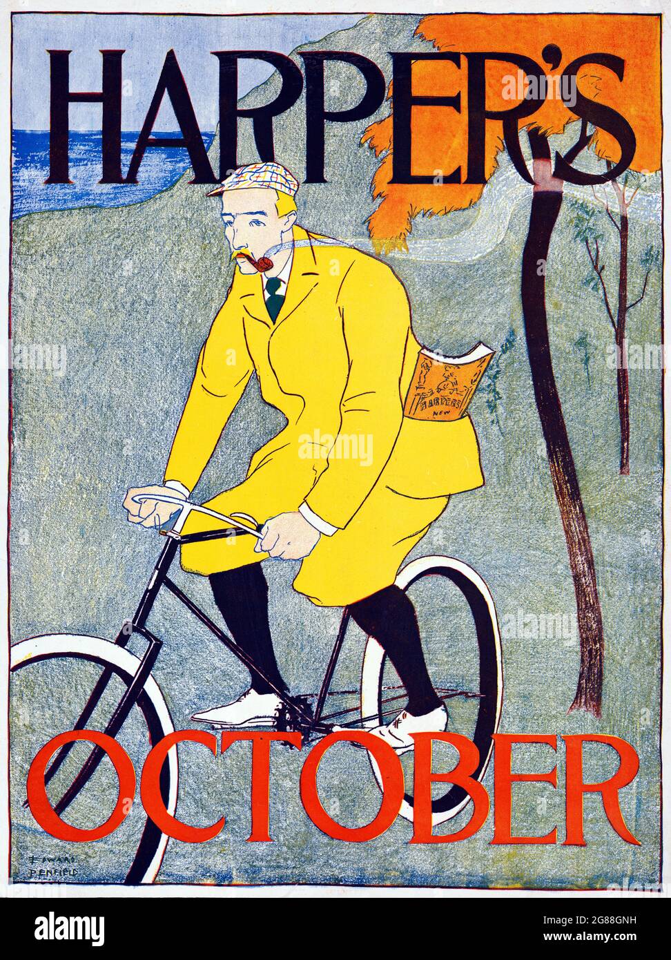 Poster: Harper's für Oktober – Künstler Edward Penfield,1866-1925, Künstler. 1894. Digital verbessert. Stockfoto