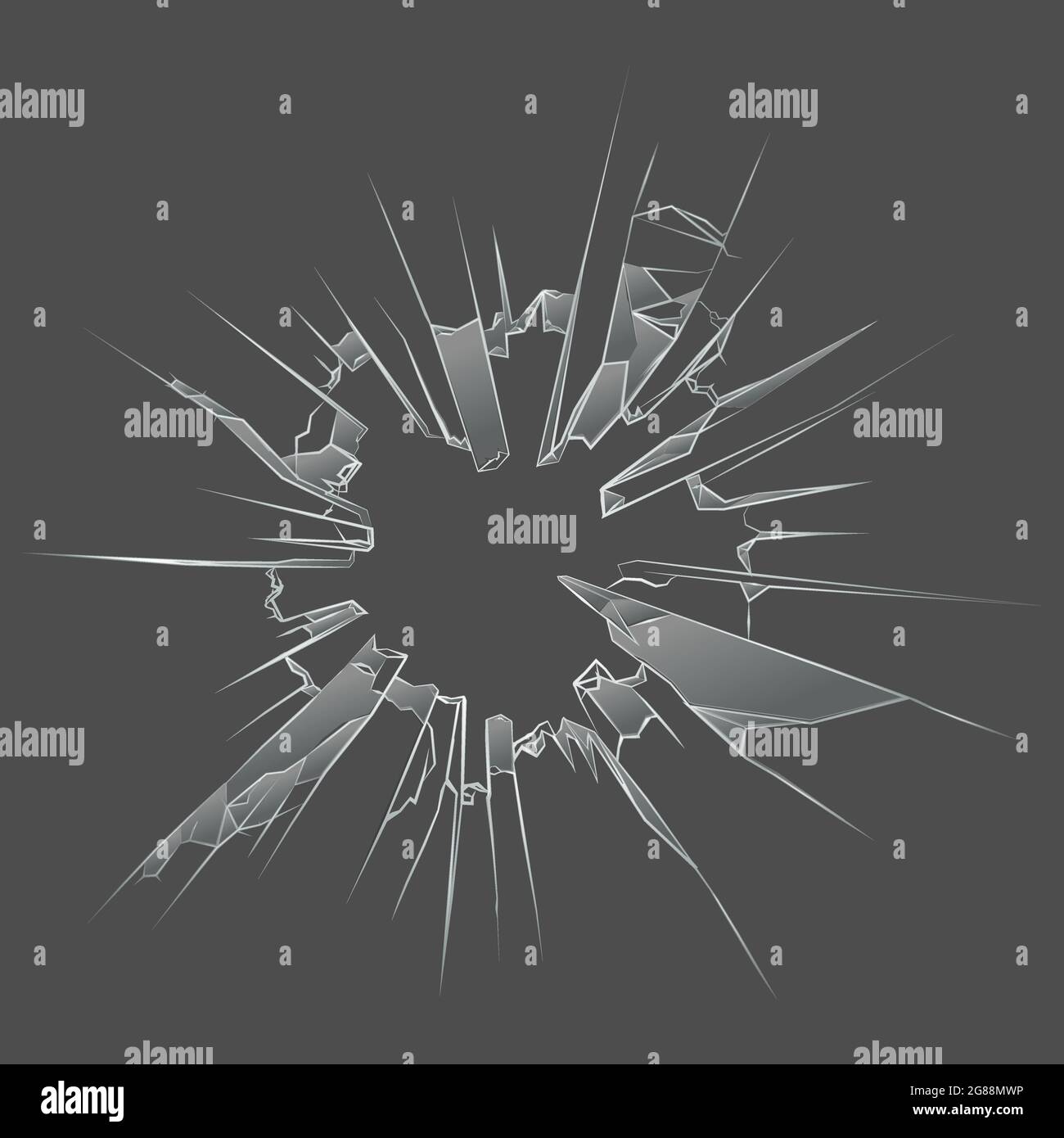 Geschoss Geschoss Loch In Gebrochenem Glas Design Stock Vektor
