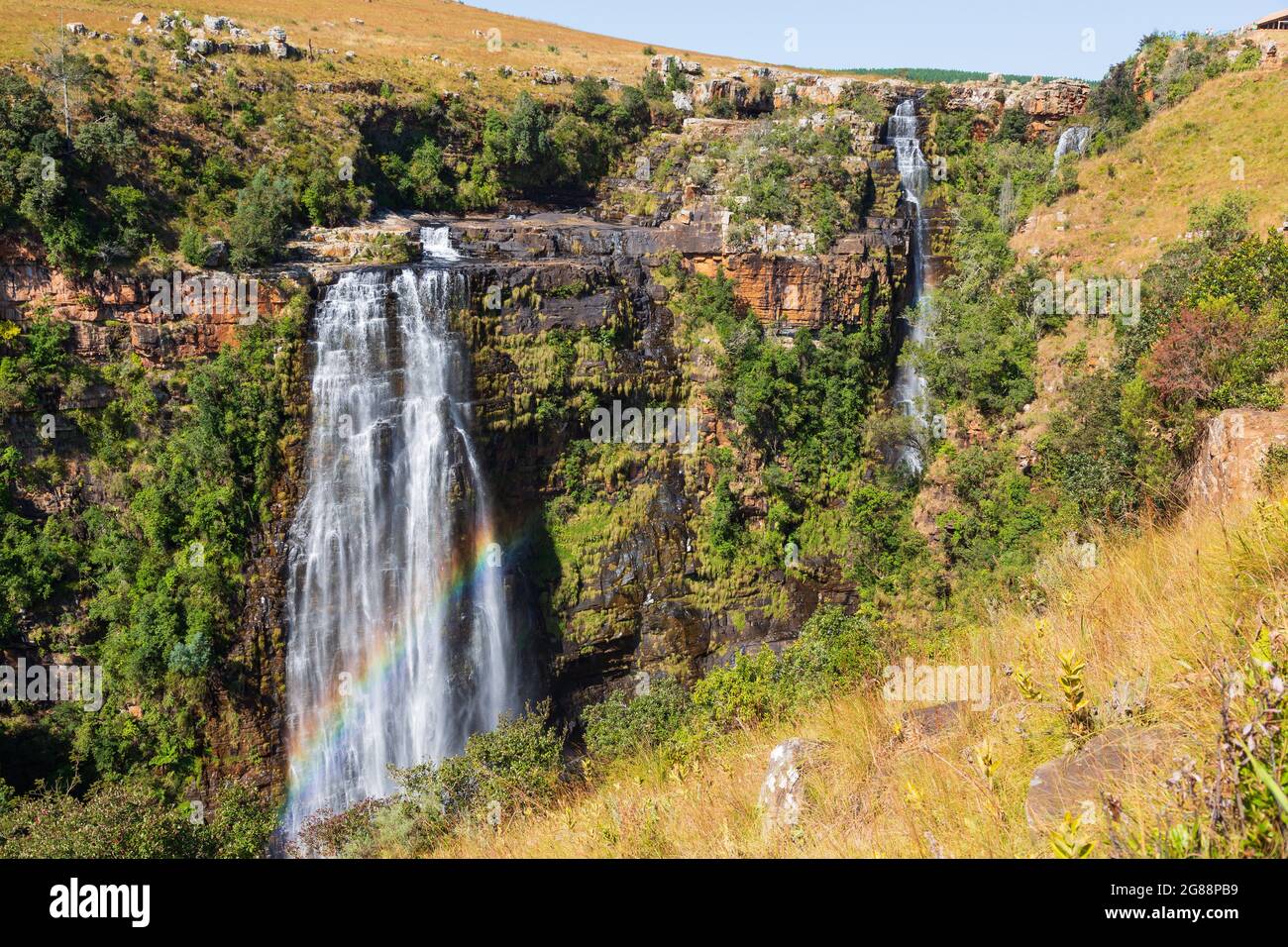 Die Wasserfälle von Lissabon und der Pool von unten gesehen, Mpumalanga, Südafrika Stockfoto