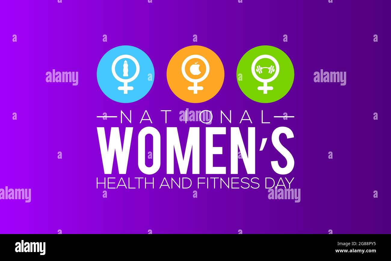 Nationale Frauen Gesundheit und Fitness Tag Banner, Poster, Karte, Hintergrund-Design. Stock Vektor