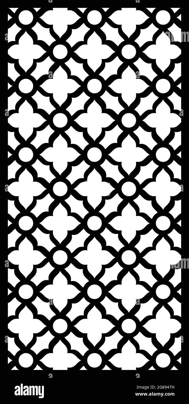 Jali Design für Graphic und Sperrholz, Trennwand, CNC-Router-Design-Schaumplatte, Acryl- und CNC-Maschineschneiden, EPS-Datei. Stock Vektor