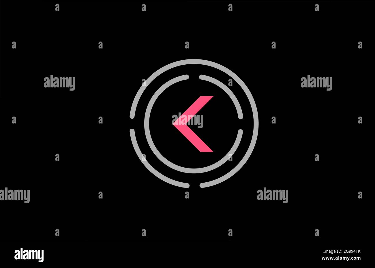 K-Buchstaben-Design mit rosa Farbe und Kreisen. Alphabet Logo-Design. Branding-Symbol für Produkte und Unternehmen Stock Vektor