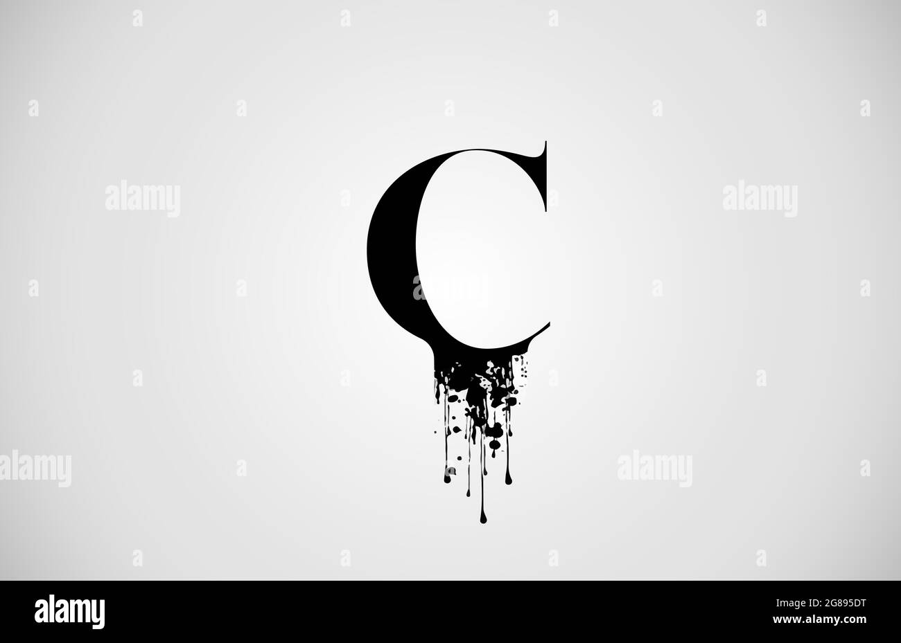Vintage C Alphabet Buchstaben Logo für Unternehmen und Unternehmen mit schwarzer Farbe Tinte. Corporate Brading und Icon-Schriftzug mit grunge-Spritzer-Design Stock Vektor