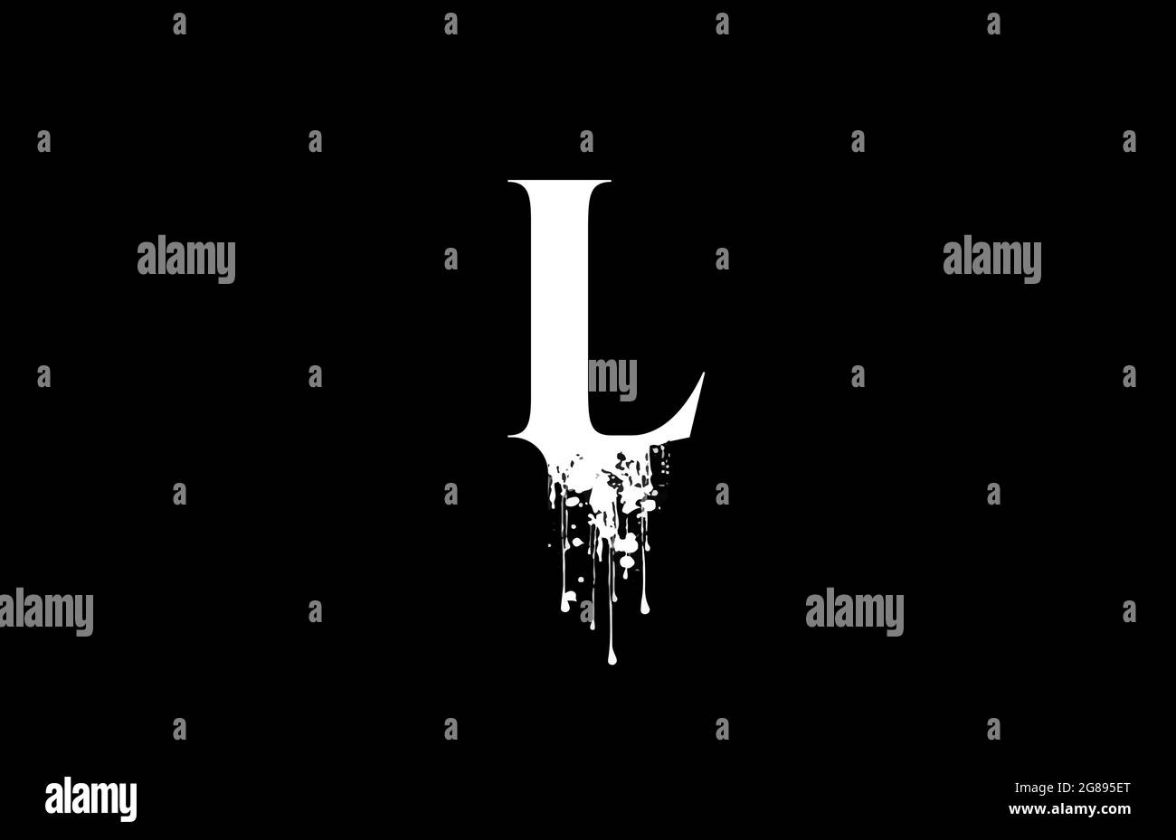 L Alphabet Buchstaben Logo für Unternehmen und Unternehmen mit weißer Tinte und Vintage-Design. Corporate Brading und Icon-Schriftzug im Grunge-Splash-Stil Stock Vektor