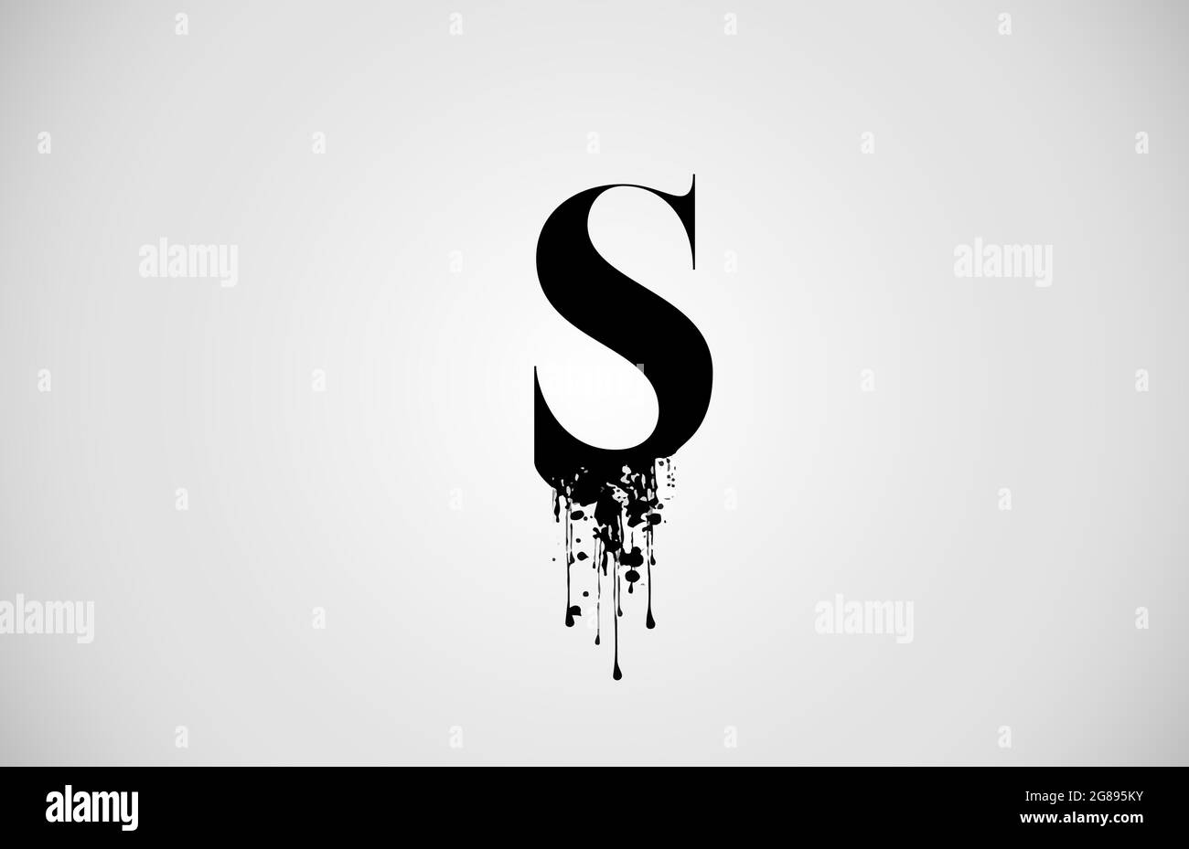 Vintage S Alphabet Buchstaben Logo für Unternehmen und Unternehmen mit schwarzer Farbe Tinte. Corporate Brading und Icon-Schriftzug mit grunge-Spritzer-Design Stock Vektor