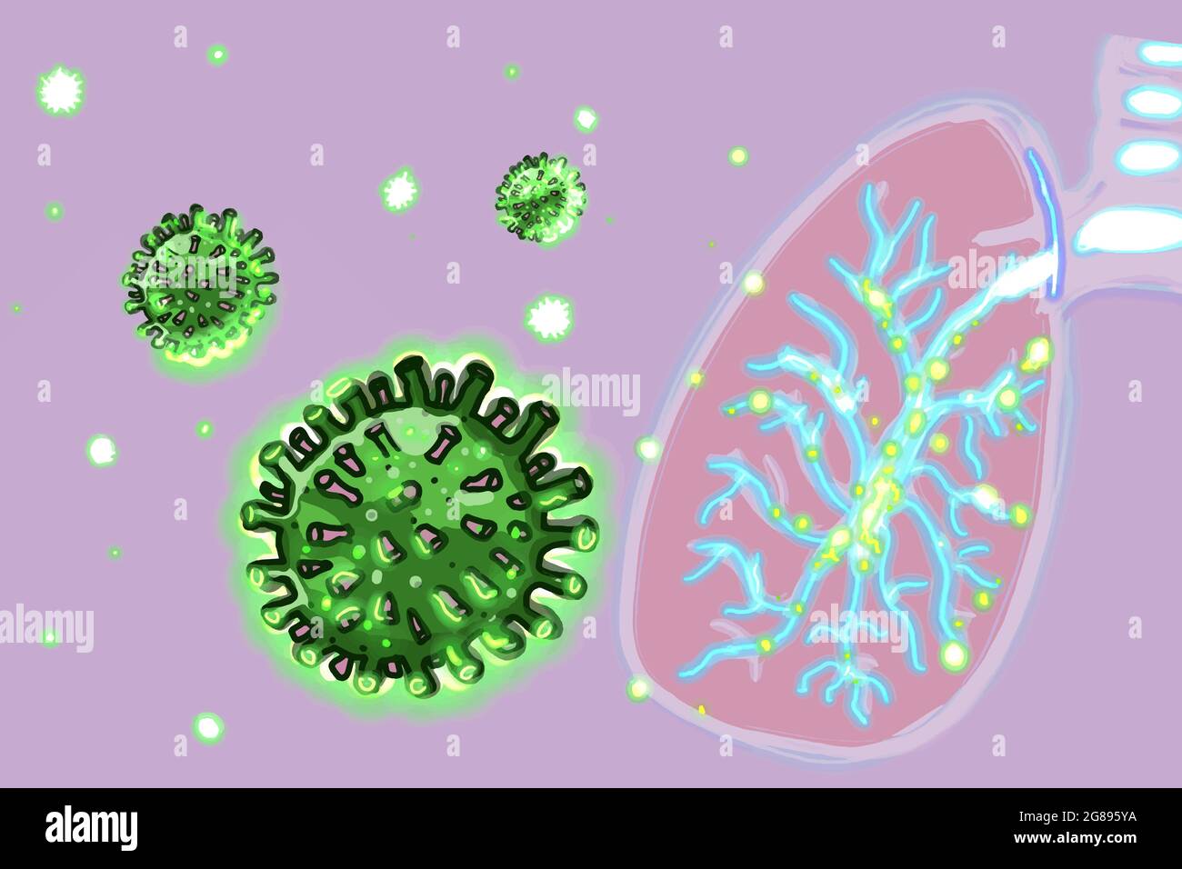 mers COV Coronavirus Hintergrund und Lunge Stockfoto