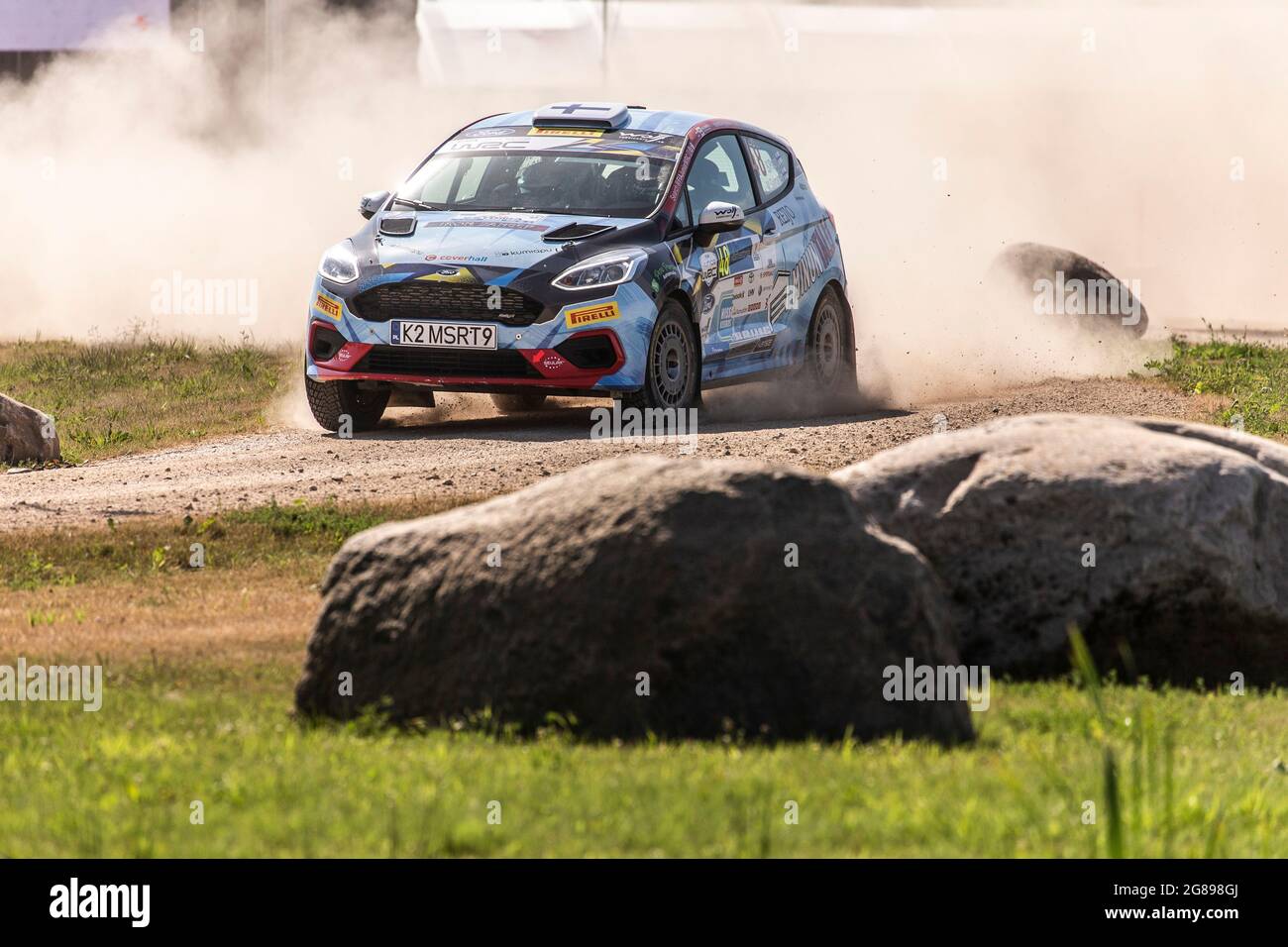 48 Pajari Sami (FIN), Salminen Marko (FIN), Ford Fiesta Rally4, Aktion während der Rallye Estland, 7. Runde der FIA WRC-Meisterschaft 2021 vom 15. Bis 18. Juli in Tartu, Kreis Tartu in Estland - Foto Nikos Katikis / DPPI Stockfoto