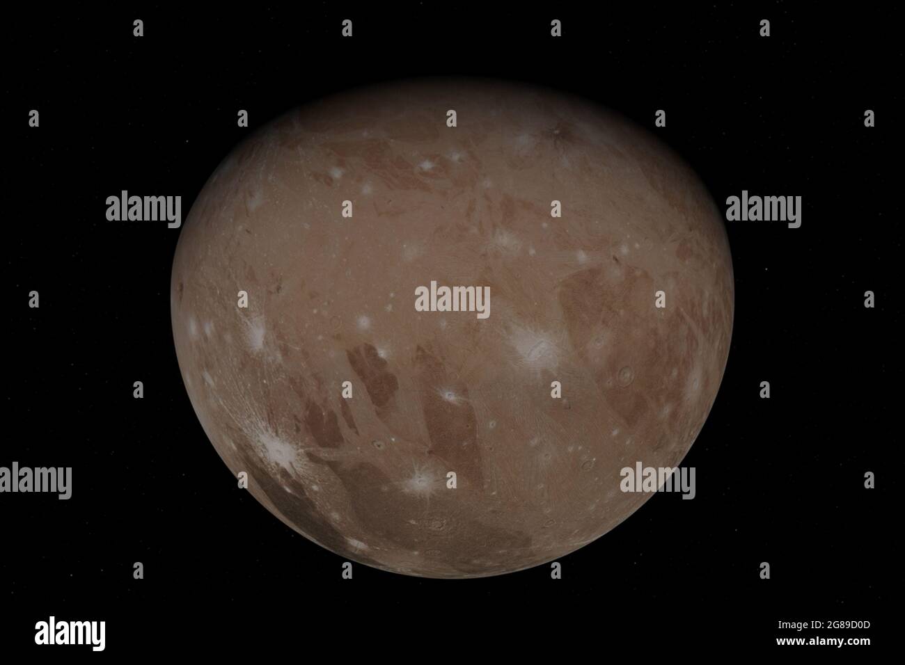 Juli 2021. Am 7. Juni 2021 flog die Juno-Sonde der NASA näher an Jupiters größten Mond, Ganymede, als jede andere Raumsonde seit mehr als zwei Jahrzehnten, und bot dramatische Einblicke in die eisige Kugel und den Gasriesen. Der Vorbeiflug war der erste Nahaufnahme-Blick auf den Großmond seit dem letzten Vorbeiflug des NASA-Orbiters Galileo im Jahr 2000. Weniger als einen Tag später machte Juno seinen 34. Vorbeiflug von Jupiter und raste in weniger als drei Stunden über seine rauschende Atmosphäre von Pol zu Pol. NASA/UPI Credit: UPI/Alamy Live News Stockfoto