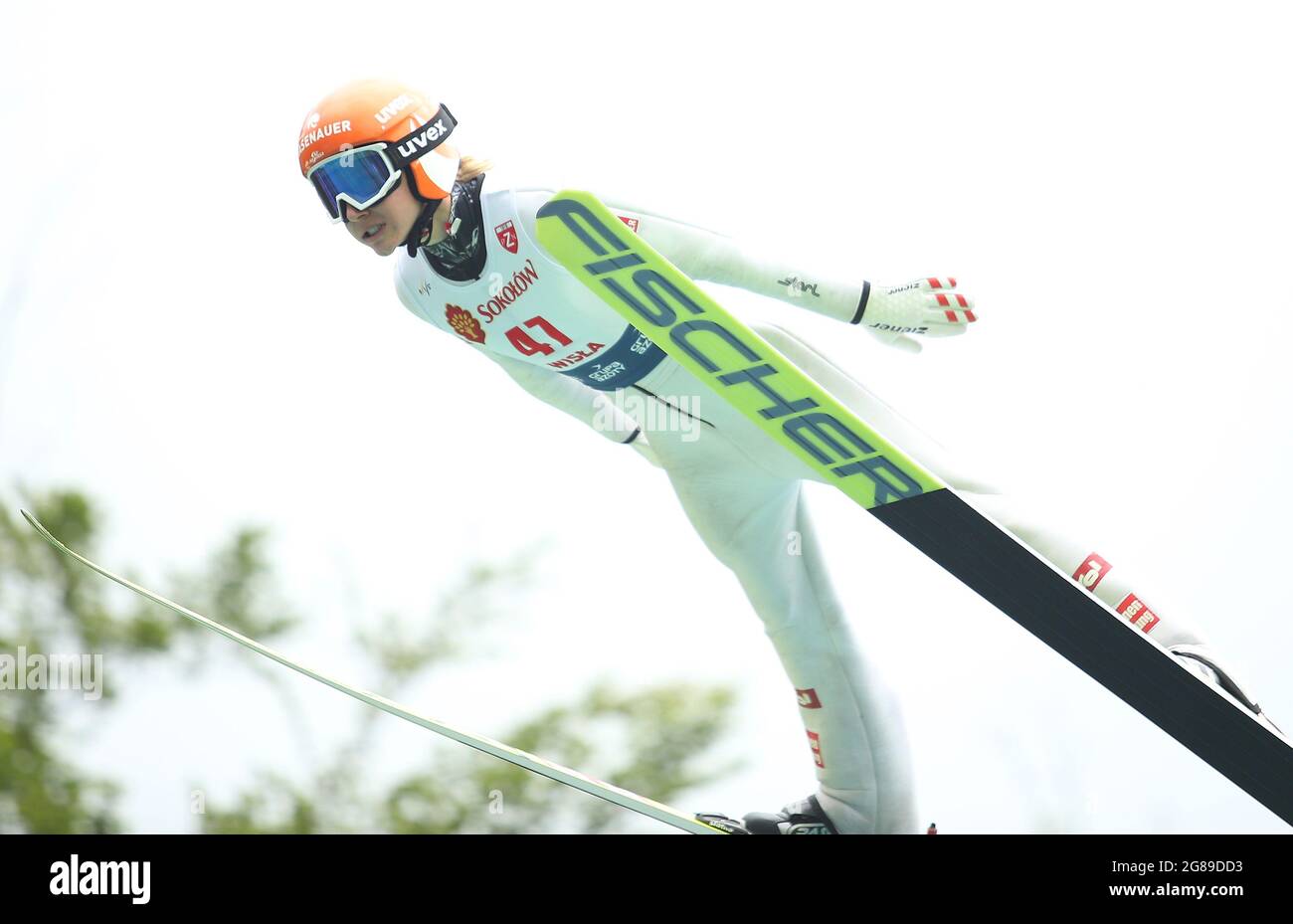 Wisla, Polen. 18. Juli 2021. Während des Einzel-Damen-Wettbewerbs des FIS Skisprung Sommer Grand Prix in Wisla. Kredit: SOPA Images Limited/Alamy Live Nachrichten Stockfoto
