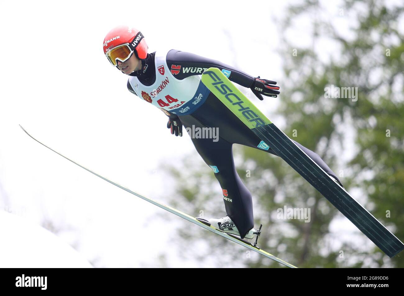 Wisla, Polen. 18. Juli 2021. Während des Einzel-Damen-Wettbewerbs des FIS Skisprung Sommer Grand Prix in Wisla. Kredit: SOPA Images Limited/Alamy Live Nachrichten Stockfoto
