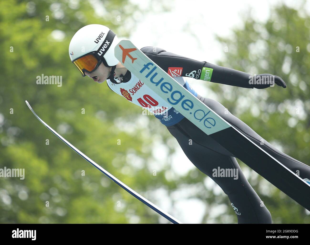 Wisla, Polen. 18. Juli 2021. Während des Einzel-Damen-Wettbewerbs des FIS Skisprung Sommer Grand Prix in Wisla. Kredit: SOPA Images Limited/Alamy Live Nachrichten Stockfoto