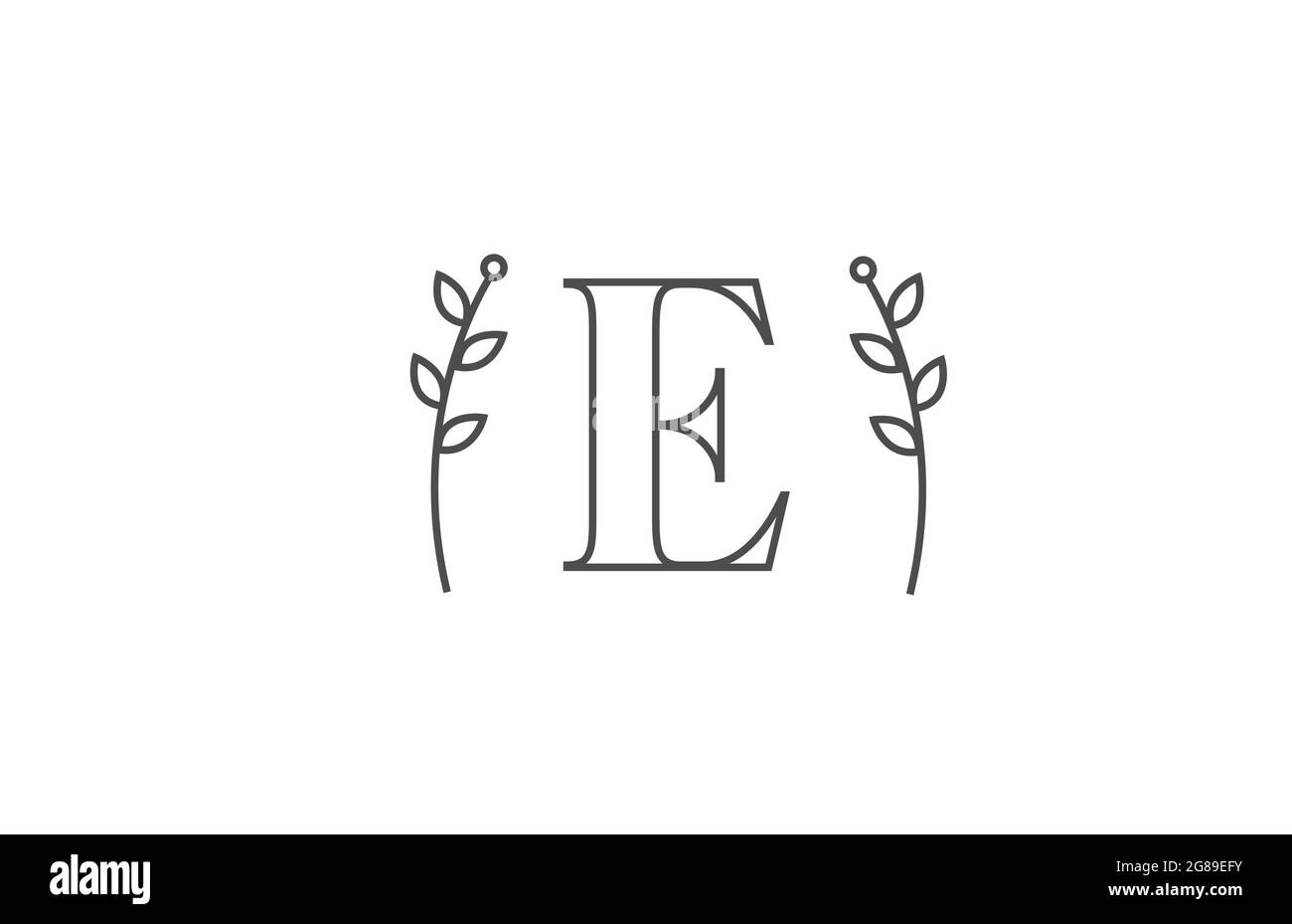 Liniendesign des Logos mit E-Buchstaben. Unternehmen Business Typografie mit Blumenmuster Stock Vektor