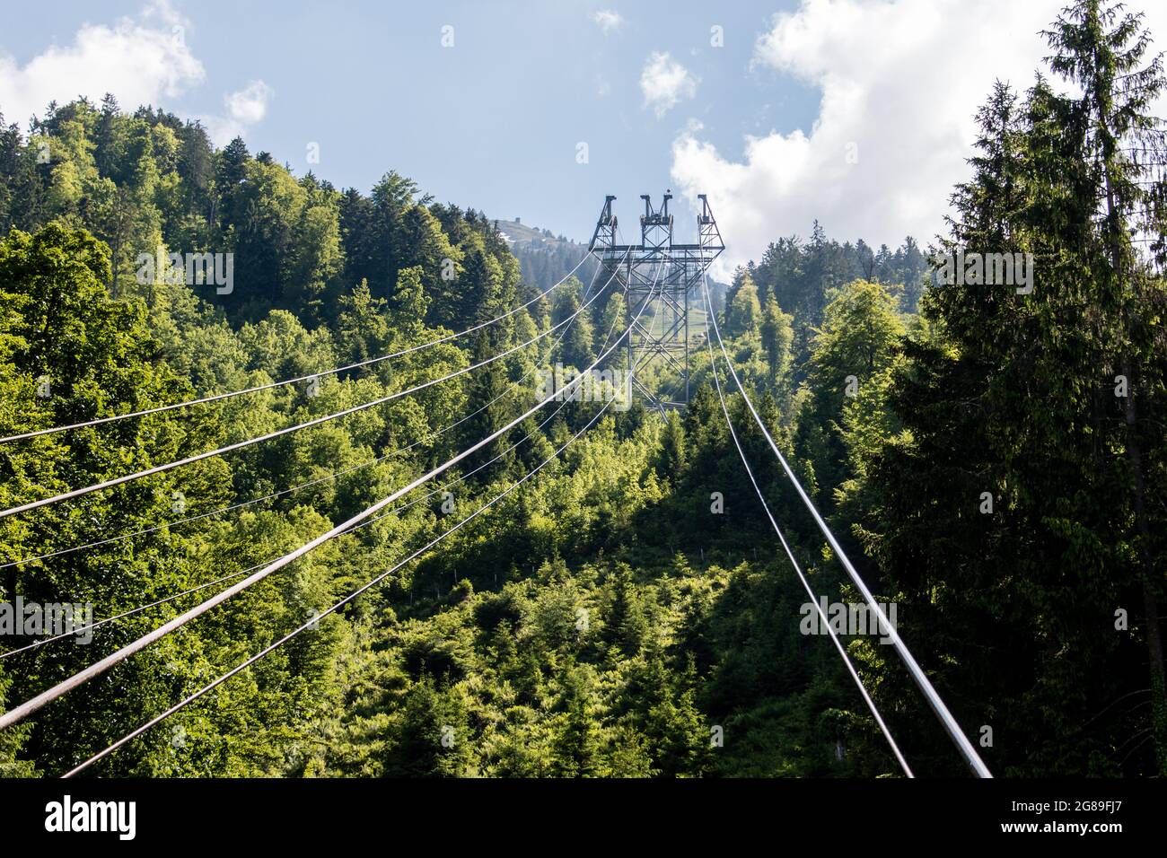 Mit der Stanserhorn-Bahn den Berg hinauf Stockfoto