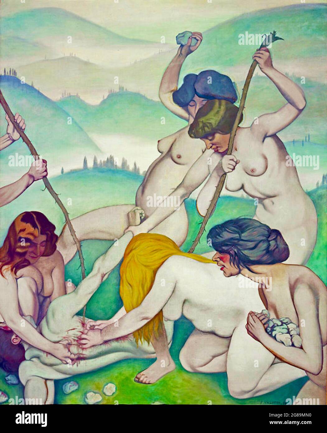 Félix Vallotton-Kunstwerk mit dem Titel „orfeus and the Maenads“. Stockfoto