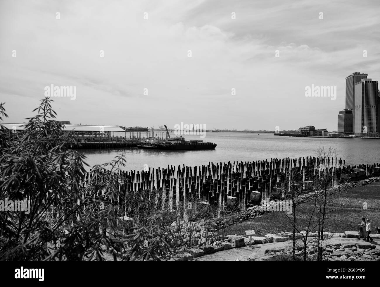 New York Harbour vom Brooklyn Bridge Park aus gesehen, Brooklyn New york Stockfoto