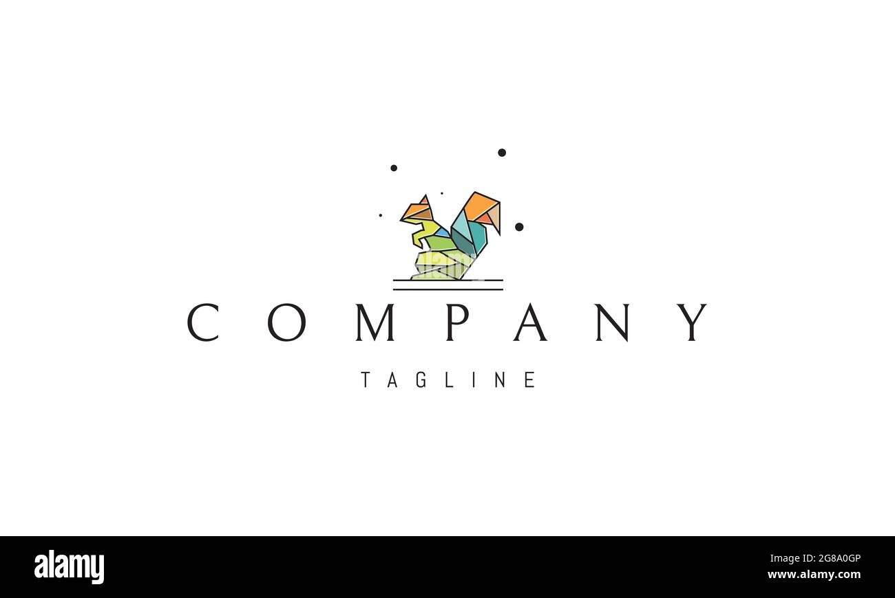 Vektor-Logo, auf dem ein abstraktes Bild eines Eichhörnchens in einem polygonalen Stil. Stock Vektor