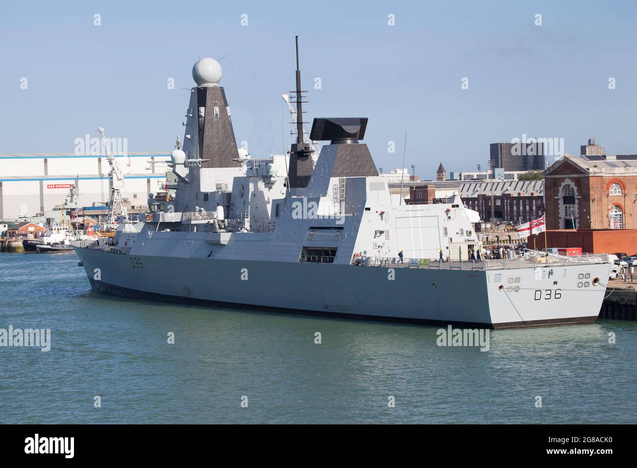 HMS Defender in Portsmouth Stockfoto