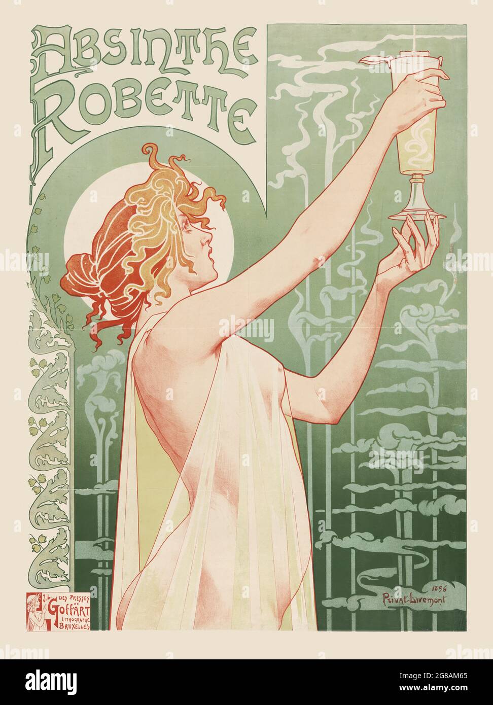 Vintage-Werbung für Alkohol. Absinthe Robette, Henri Privat-Livemont 1896 - Les Maîtres de l'Affiche Stockfoto