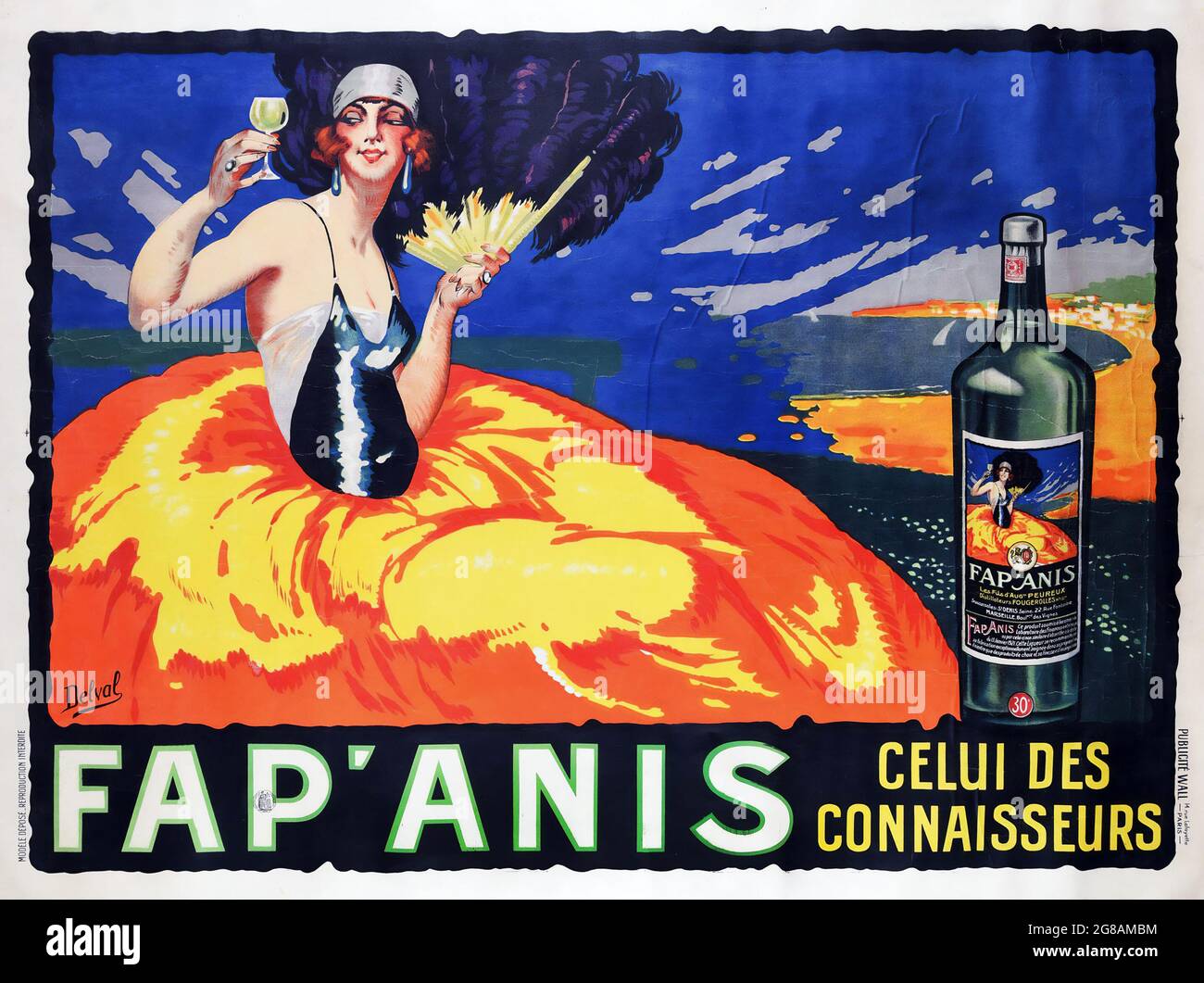 Fap'Anis Celui Des Connaisseurs. Vintage-Werbung für Alkohol. Werbung aus alten Zeiten. Poster „Essen und Trinken“. 1920. Stockfoto