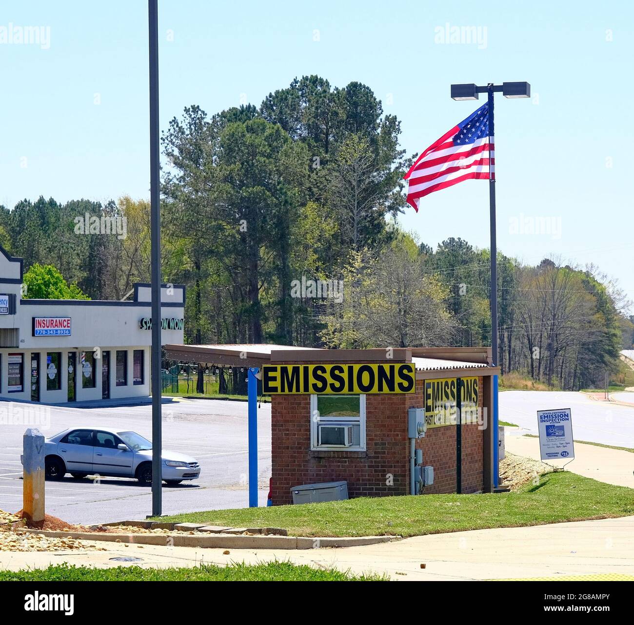 Us-Flagge Über Emissionsinspektion Stockfoto