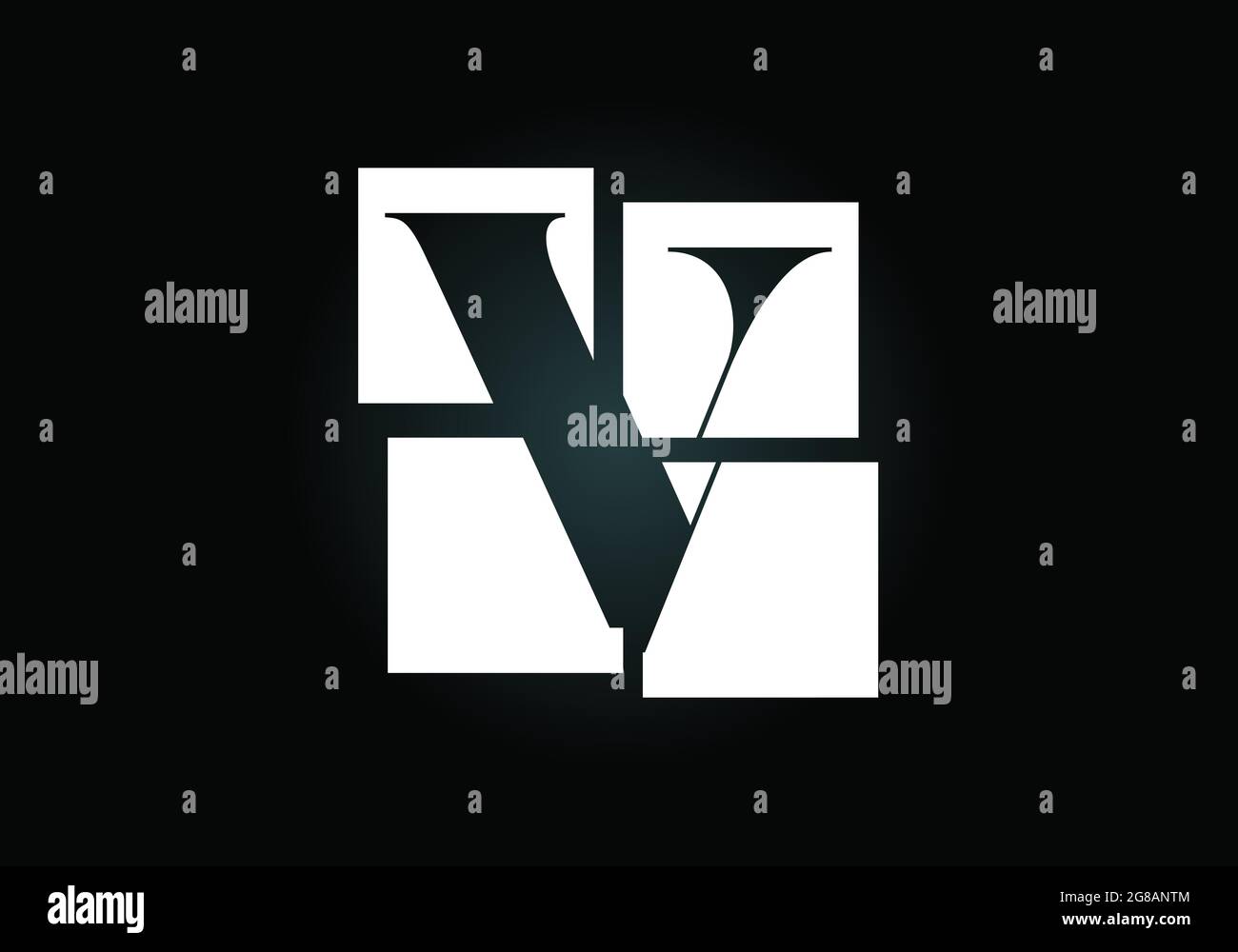 Initial V Monogramm Buchstaben Alphabet aus vier Quadraten. Schrift-Emblem. Gebrochenes, Puzzle-Alphabet-Zeichen. Modernes Vektor-Logo-Design für Unternehmen Stock Vektor