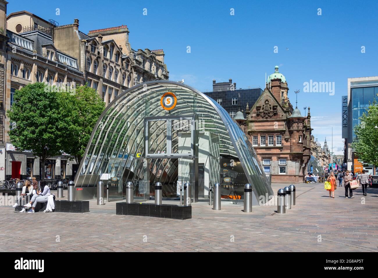 Glasgow Subway Entrance, St Enoch Square, Glasgow City, Schottland, Großbritannien Stockfoto