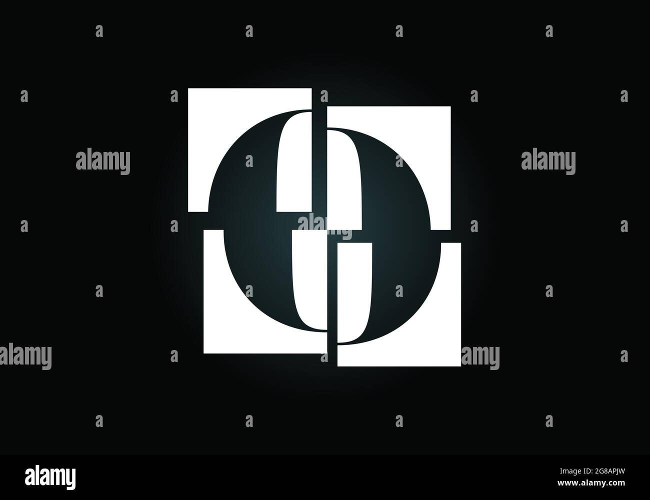 Initial O Monogramm Buchstaben Alphabet aus vier Quadraten. Schrift-Emblem. Gebrochenes, Puzzle-Alphabet-Zeichen. Modernes Vektor-Logo-Design für Unternehmen Stock Vektor