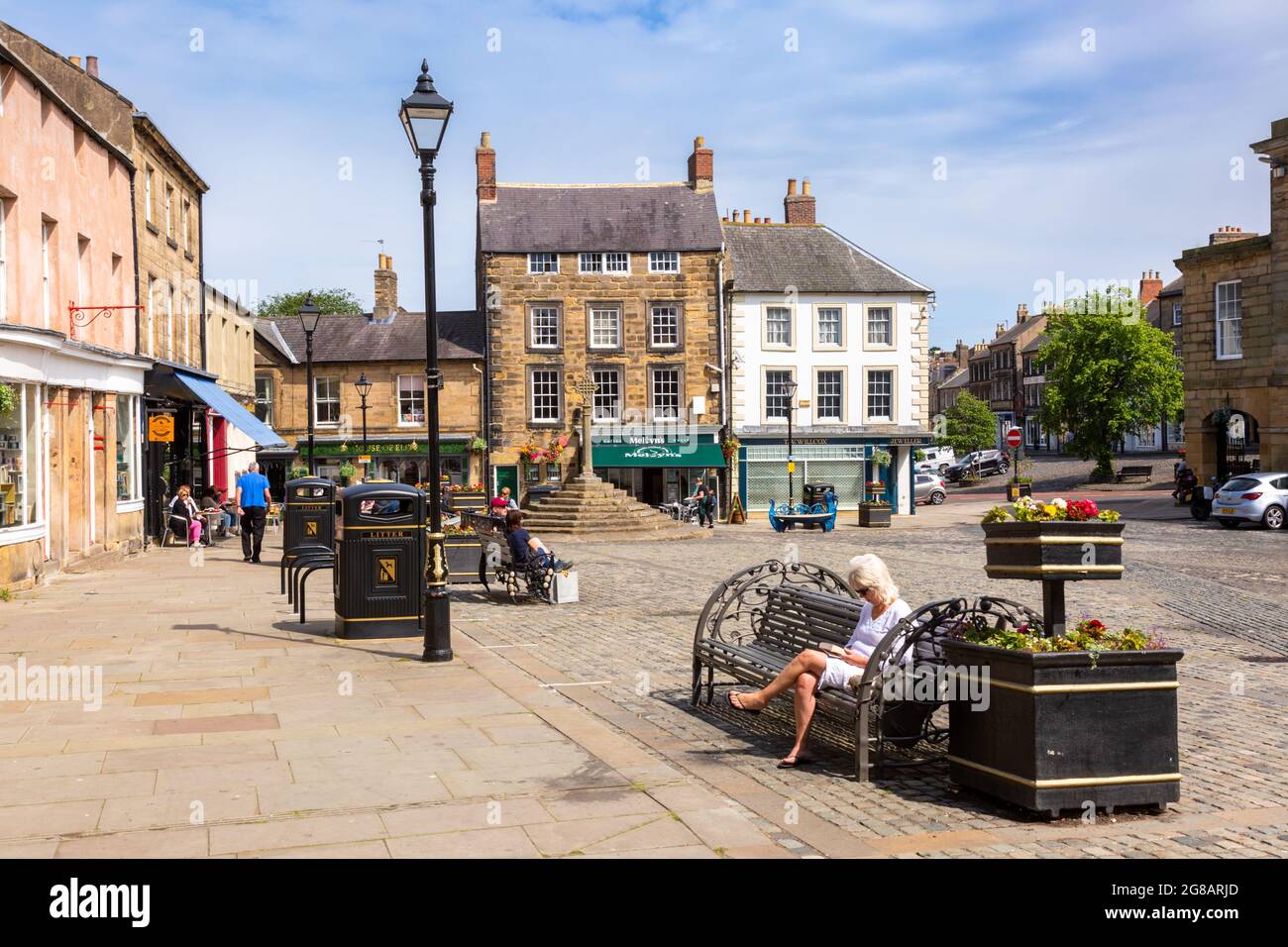 The Market Place, Alnwick, Northumberland, UK 2021 Stockfoto