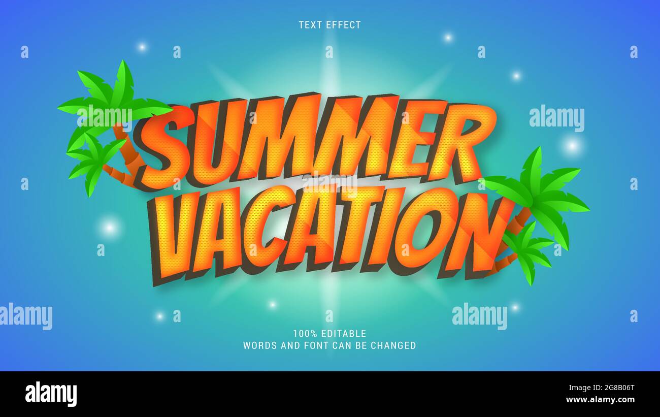 Summer Text Effect 100% editierbare eps-Datei Stock Vektor