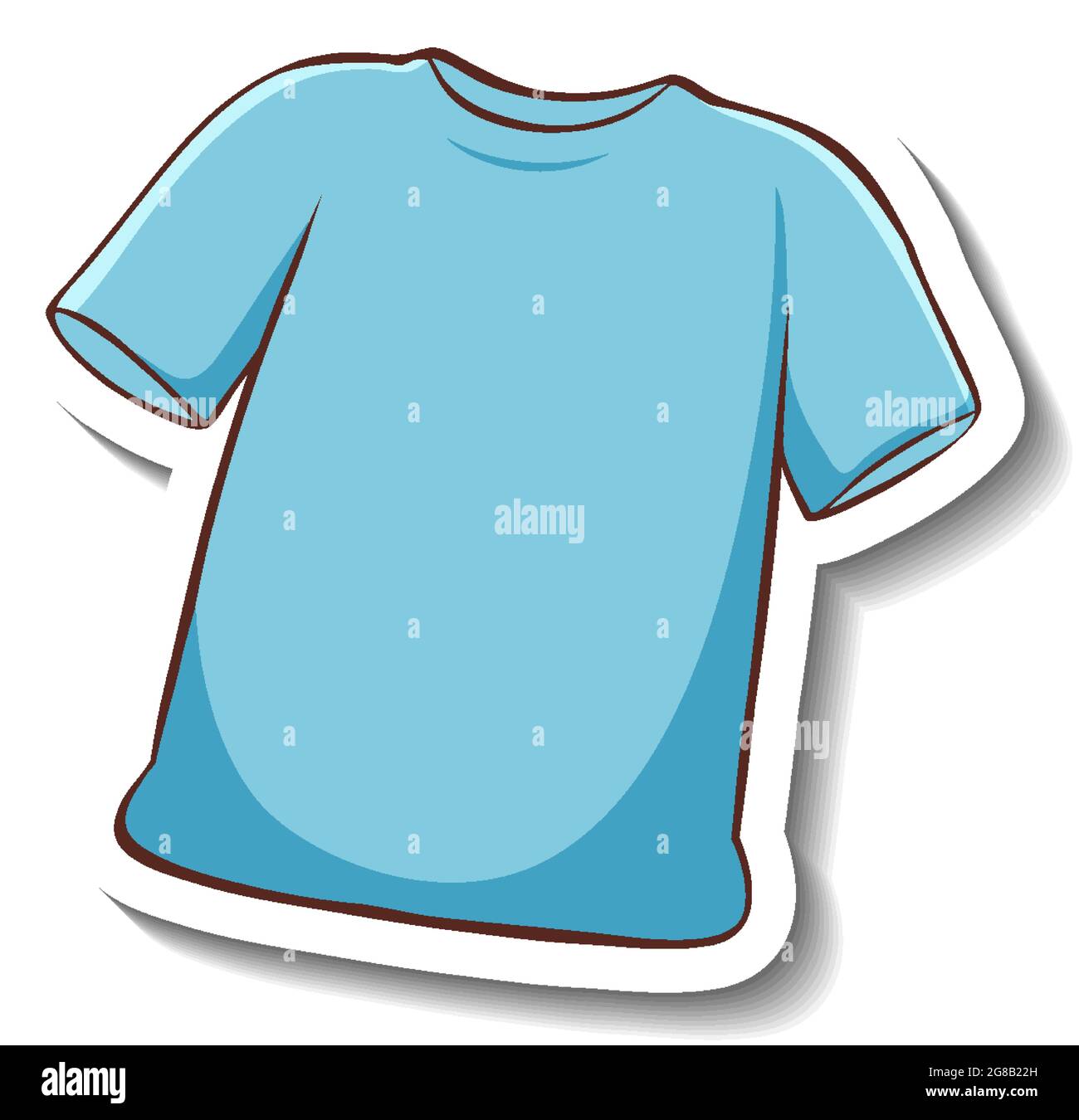 Eine Stickervorlage mit einer isolierten Illustration eines blauen T-Shirts Stock Vektor