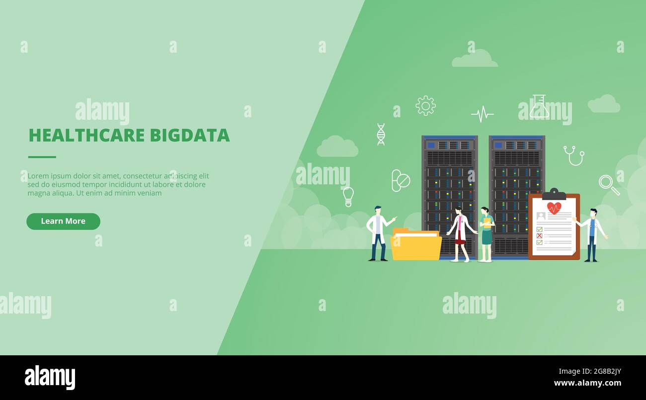 Healthcare bigdata medizinisches Konzept für Website Landung Homepage Vorlage Banner oder Folie Präsentation Abdeckung Vektor Illustration Stockfoto