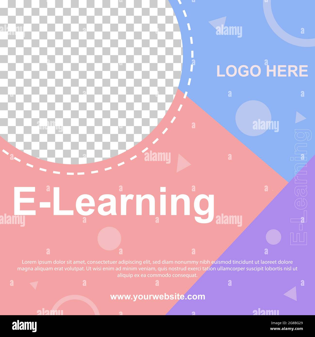 E-Learning Social Media Post Banner Vorlage. Editierbar für so Web-Banner für Social Media.Vektor-Illustration Pastell Farbe Hintergrund mit Foto colle Stock Vektor