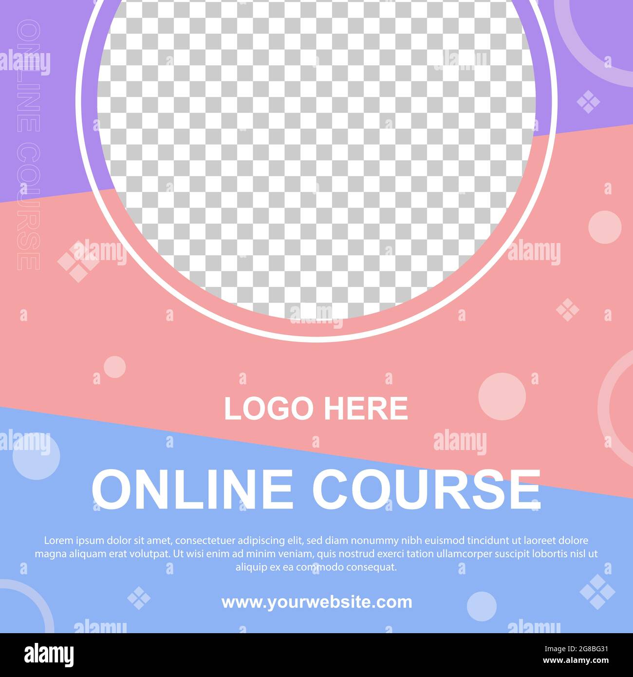 Online-Kurs Social Media Post Banner Vorlage. Editierbar für so Web-Banner für Social Media.Vektor-Illustration Pastell Farbe Hintergrund mit Foto Co Stock Vektor