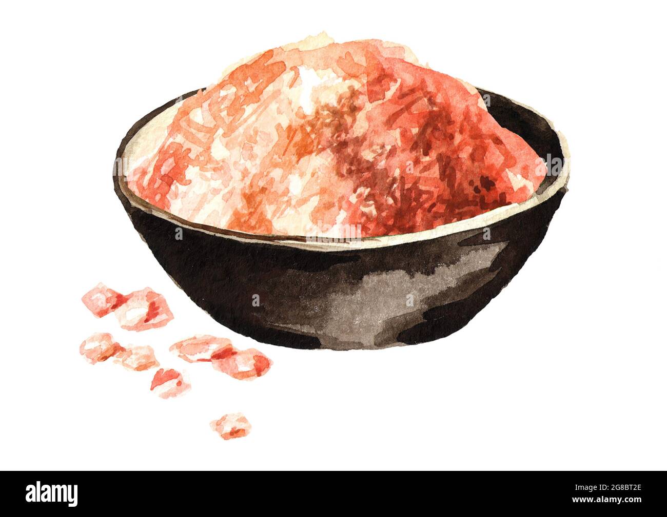 Himalaya rosa Salz Aquarell handgezeichnete Illustration isoliert auf weißem Hintergrund Stockfoto