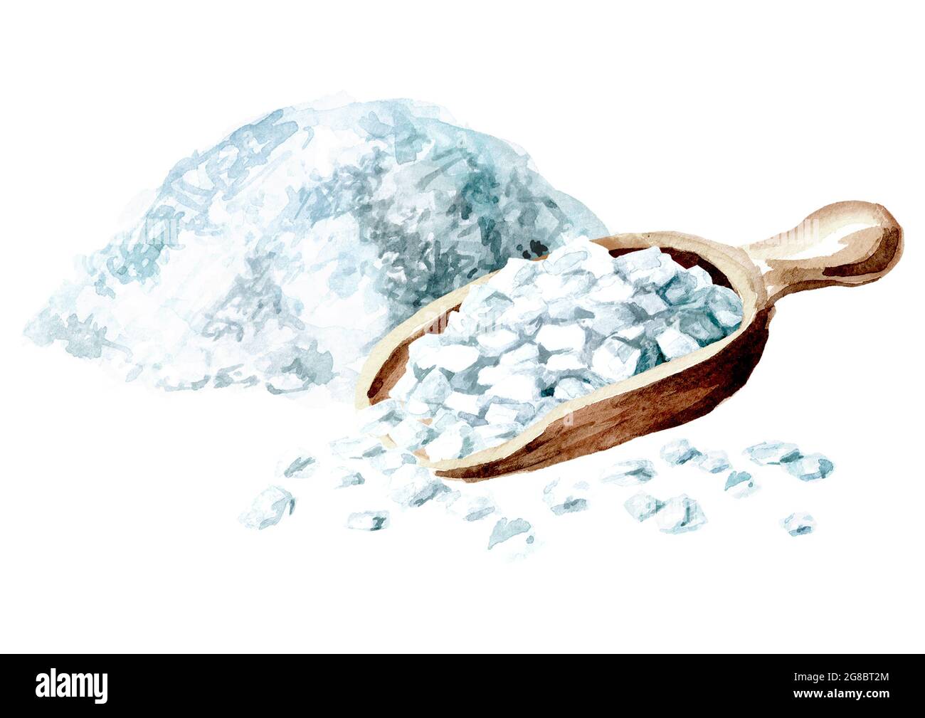 Meersalz Aquarell handgezeichnete Illustration isoliert auf weißem Hintergrund Stockfoto
