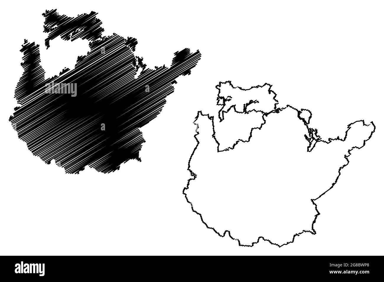 Landkreis Potsdam-Mittelmark (Bundesrepublik Deutschland, Landkreis, Land Brandenburg) Kartenvektordarstellung, Scribble-Skizze Potsdam Mitte Stock Vektor