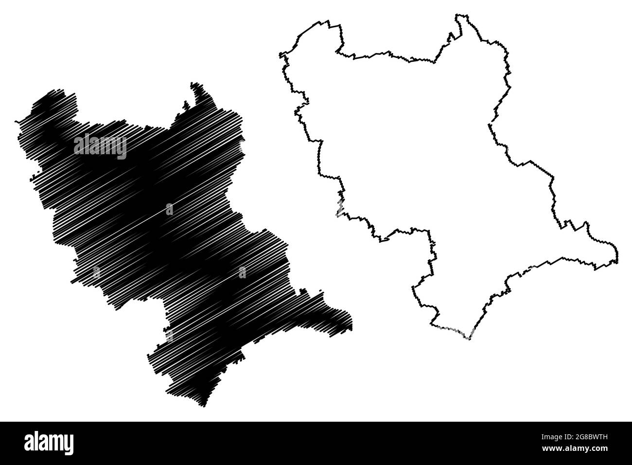 Rhein-Erft-Kreis (Bundesrepublik Deutschland, Land Nordrhein-Westfalen, NRW, Region Köln) Kartenvektordarstellung, Skizze Stock Vektor