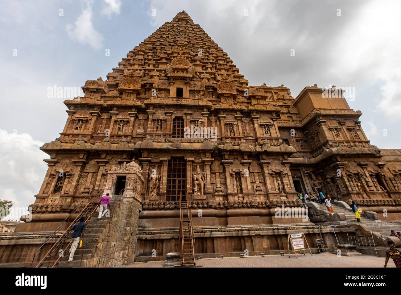 Brihadeeswara Tempel (Thanjavur Periya Kovil) Tempel Turm Vimana - Südseite Stockfoto