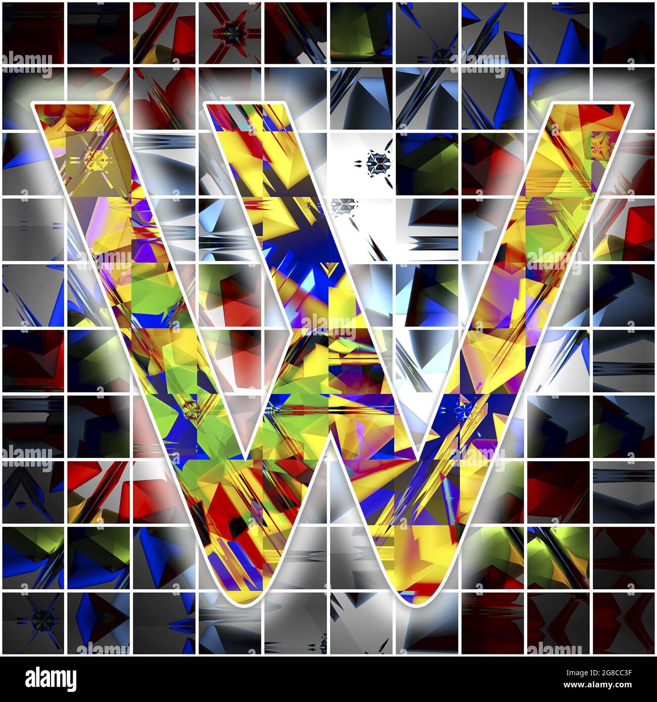Monogramm des Großbuchstaben W mit Kaleidoskop-Muster Stockfoto