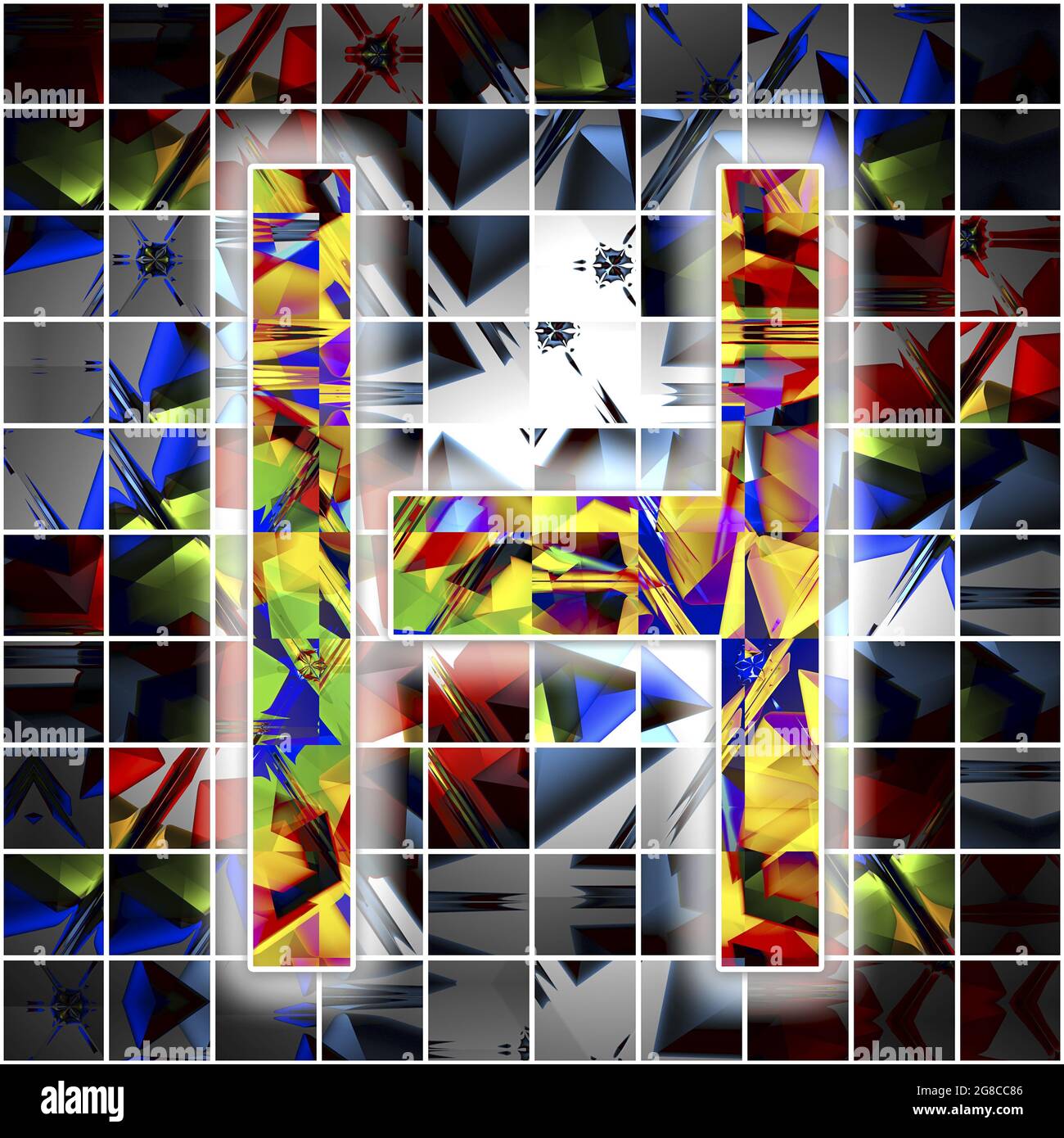 Monogramm des Großbuchstaben H mit Kaleidoskop-Muster Stockfoto