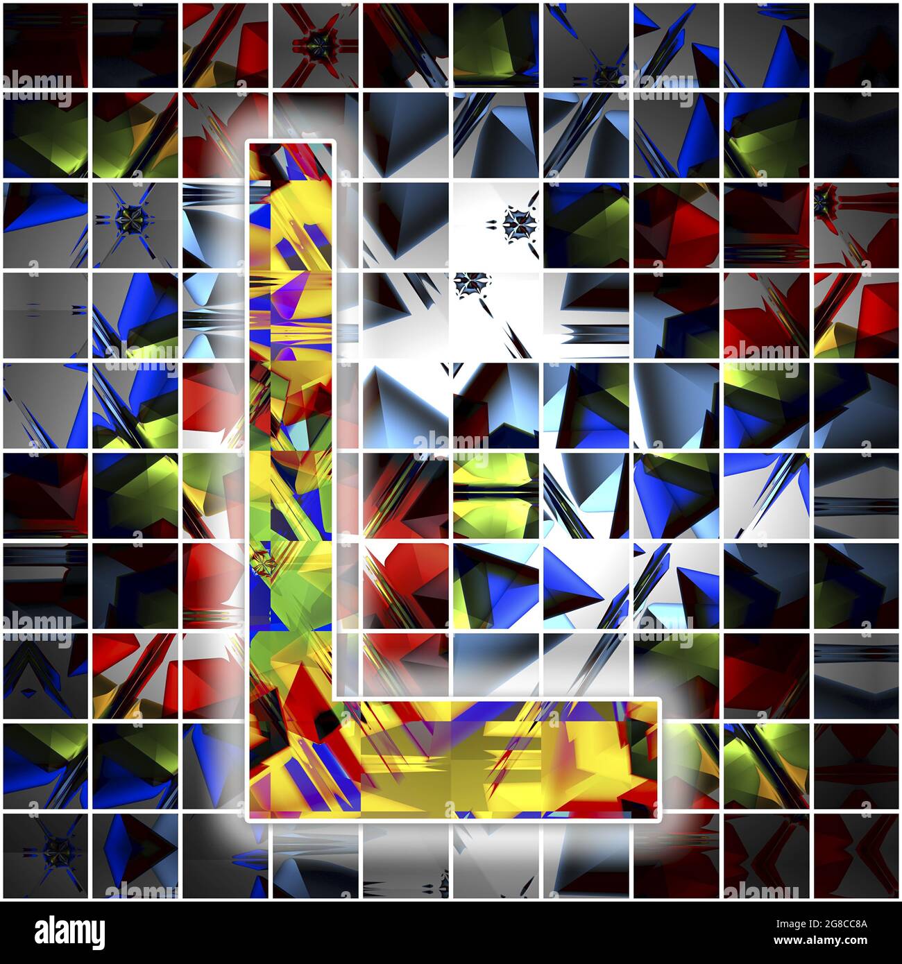 Monogramm des Großbuchstaben L mit Kaleidoskop-Muster Stockfoto