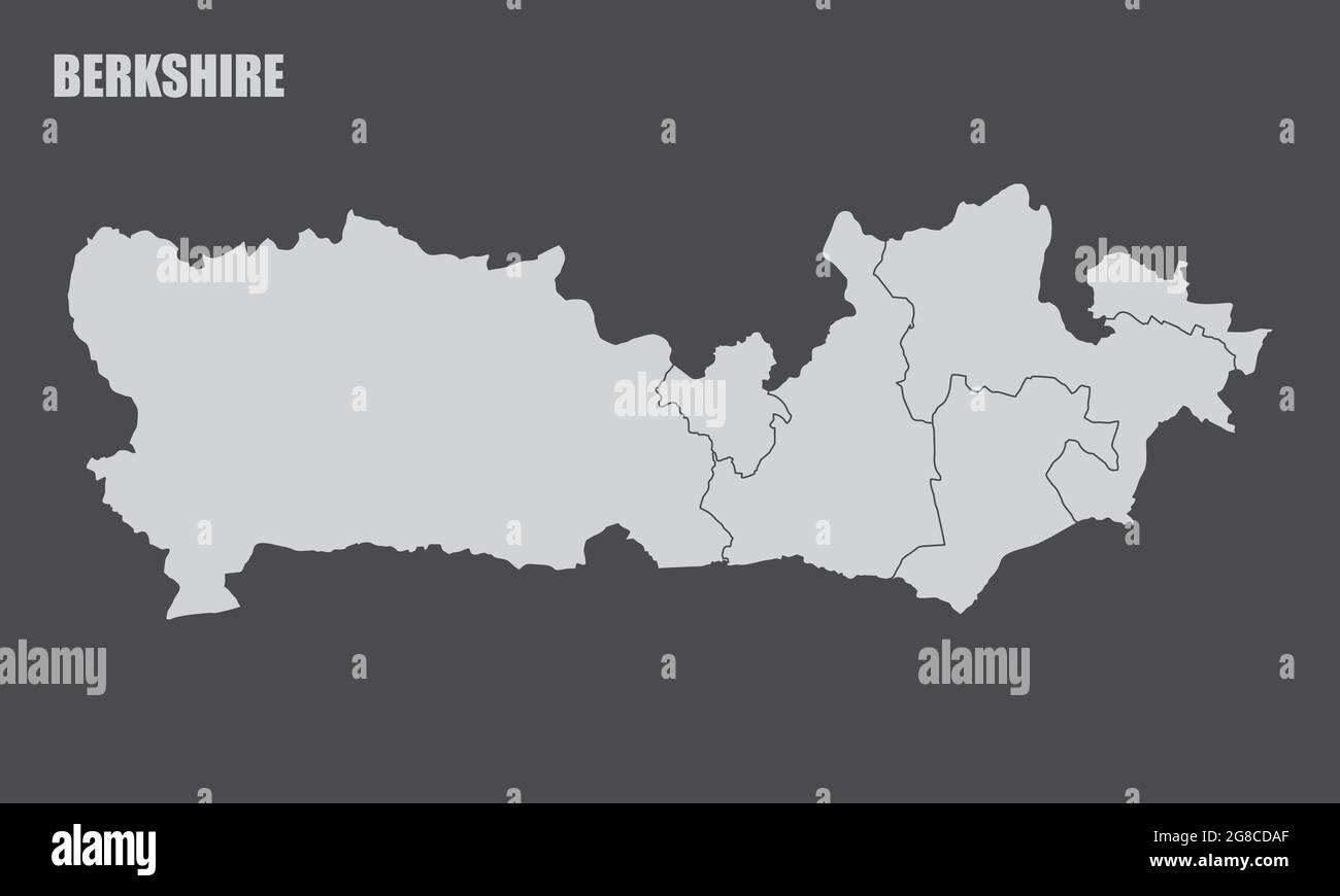 Verwaltungskarte des Bezirks von der Grafschaft von der Grafschaft von der Insel auf dunklem Hintergrund isoliert, England Stock Vektor