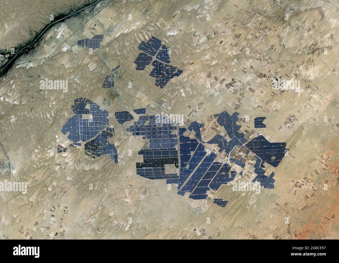 Bhadla Solar Park, Jodhpur District, Rajasthan, Indien Stockfoto