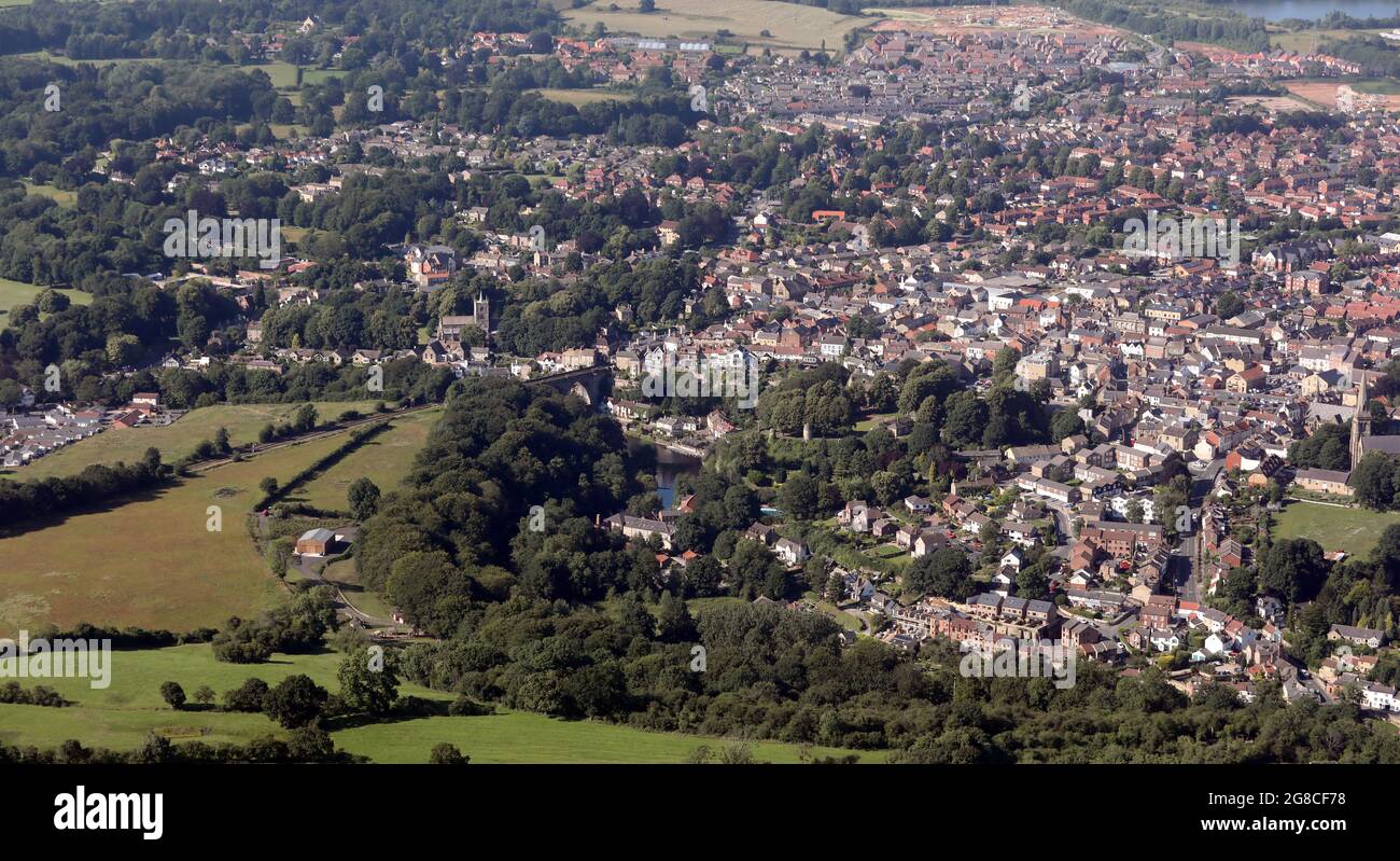 Luftaufnahme des Stadtzentrums von Knaresborough Stockfoto