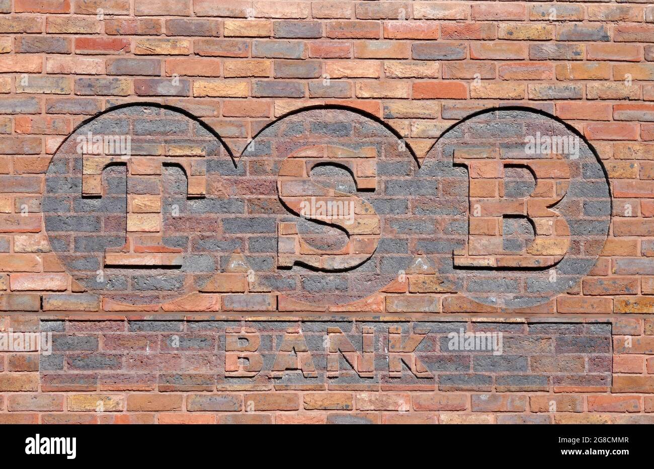 TSB-Treuhänder-Logo der Sparkasse an der Ziegelwand Stockfoto